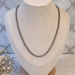 Vintage Sterling Silver Beaded Necklace 18” Minimalist Layering Chain